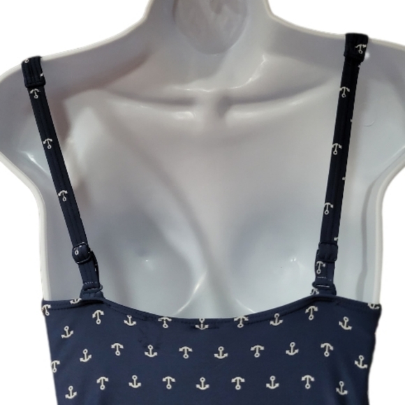 Navy Anchors Aweigh Joanne Twist Front Design Tummy Control One Piece Swimsuit - Picture 8 of 12